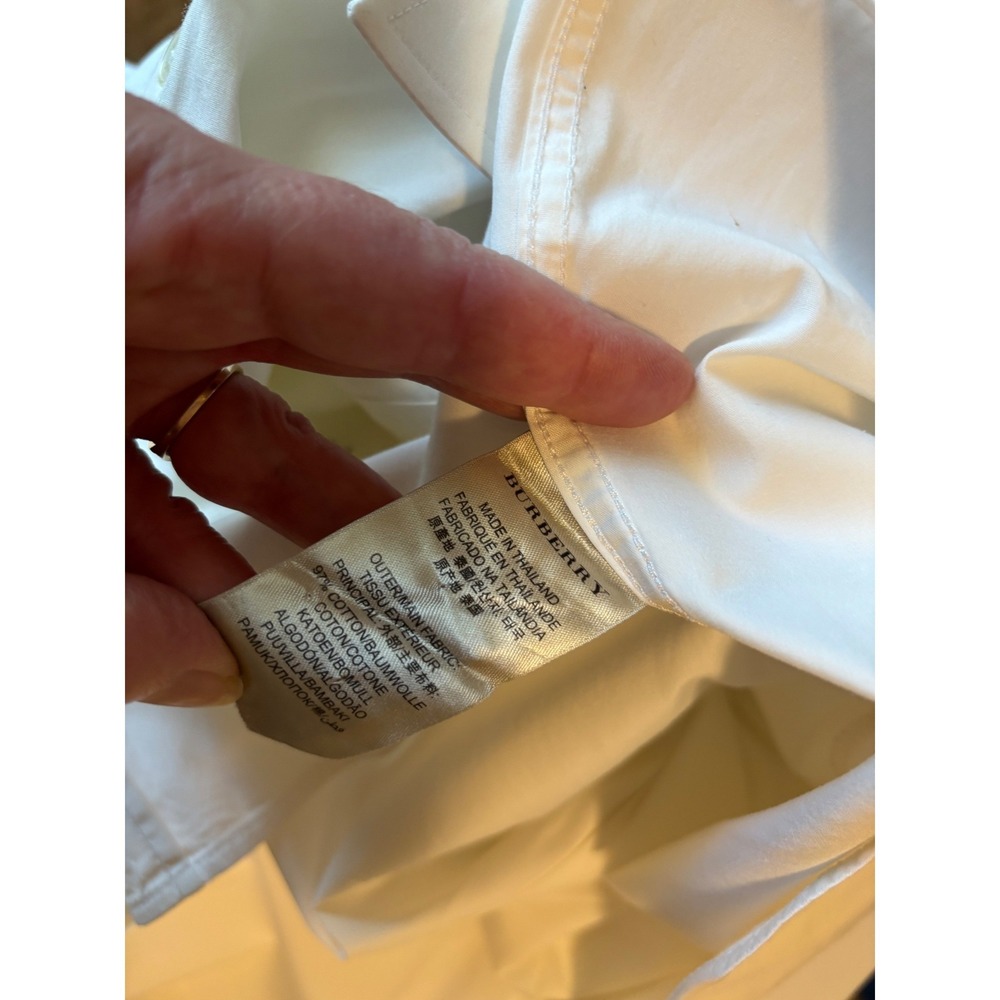 Burberry Brit Mens Cream Nova Check Trim Button Down Shirt Size M Off White - Picture 5 of 10